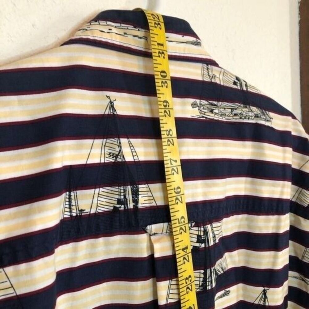 Salty Dog Gant Men's Medium Navy Yellow‎ Striped Nautical Sailing Short Sleeve - Picture 16 of 16